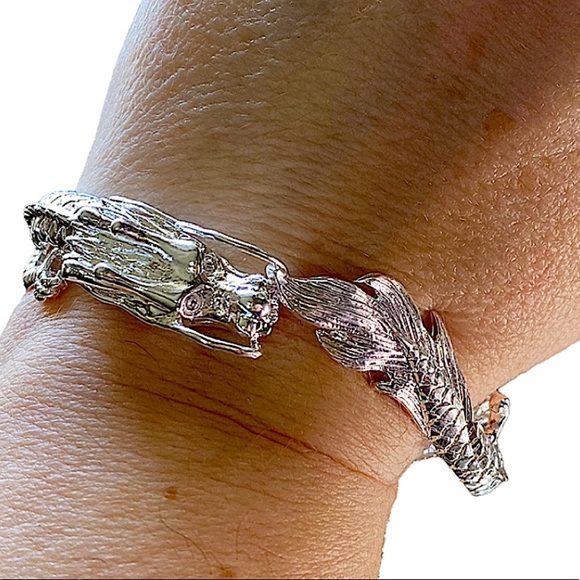 Sterling Silver Dragon Bangle Bracelet Game of Thrones Party - Picture 3 of 10